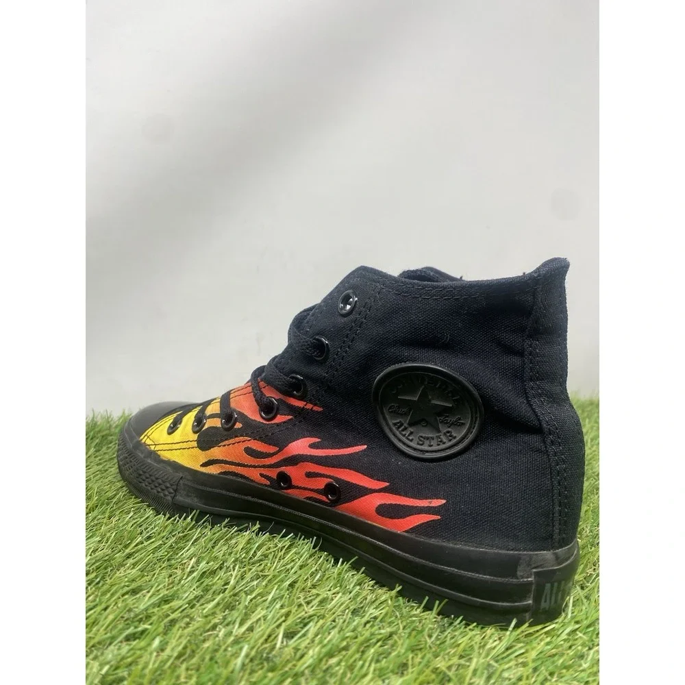 Converse Chuck Taylor All Star Black Shoes Flames Sneakers Grunge Men's Size 6